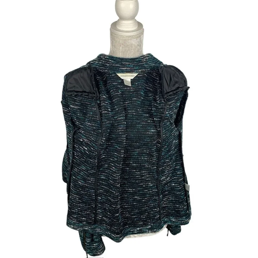 Christopher & Banks Marled Woven Motorcycle Jacket Textured Zip Front‎ Rocker S